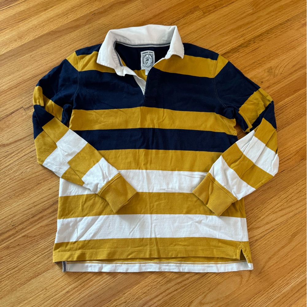 Lands End rugby striped polo